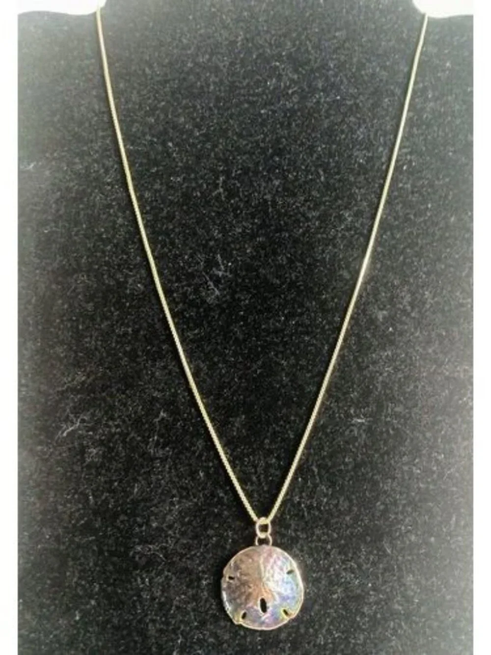925 Sterling Silver Sand Dollar Pendant Necklace Iridescent Beach Coastal Boho